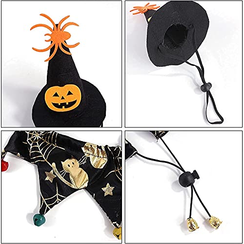 Mascota Disfraz de Halloween Disfraz de Gato Collar Capa con Sombrero Animales pequeños Gatitos y Cachorros Perros pequeños Cosplay Fiesta de Halloween Decoración para Mascotas (Esqueleto)