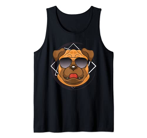 Mascota Gafas Carlino Dueño De Perros Raza Del Perro Pug Camiseta sin Mangas