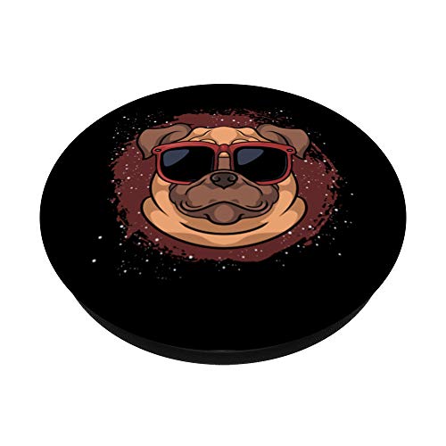 Mascota Gafas Carlino Dueño De Perros Raza Del Perro Pug PopSockets PopGrip: Agarre intercambiable para Teléfonos y Tabletas