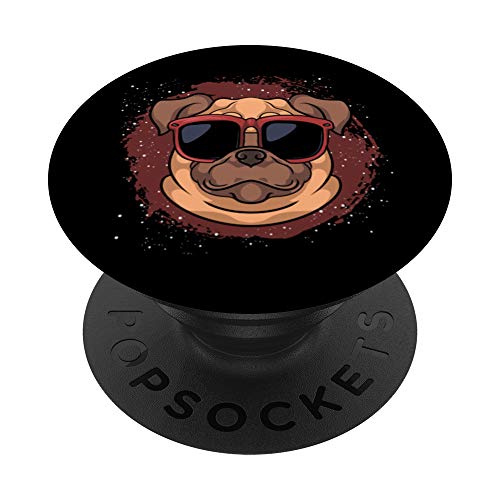 Mascota Gafas Carlino Dueño De Perros Raza Del Perro Pug PopSockets PopGrip: Agarre intercambiable para Teléfonos y Tabletas