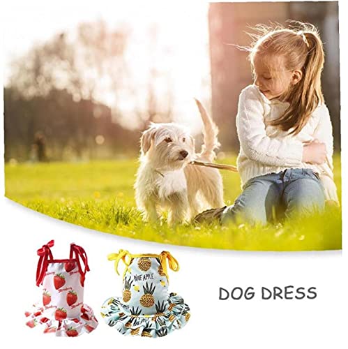 Mascota juego de ropa incluye el vestido de perro mascota de la fruta lindo vestido de verano precioso y 3 camisetas para perros y Piezas transpirables para mascotas Camisetas del perrito ropa del