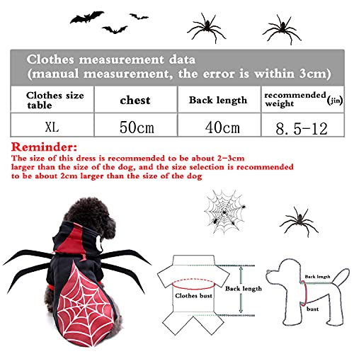 Mascota Perro Traje de araña de Halloween, Ropa de Perro Halloween, Disfraces de Halloween para Mascotas, Disfraz De Araña para Perro, Perros Disfraces de Cosplay, Disfraz de Pelota para Fiestas, XL