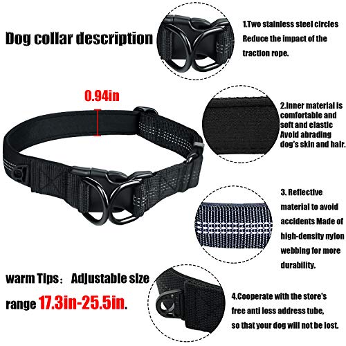 Mauts Juego de Collares y Correa para Perros Grandes, medianos y pequeños (3 Piezas) (Negro, Grande)