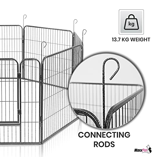 MaxxPet Valla para Perros de Acero – Valla para Perros con 8 Paneles de Perrera. 80 x 80 cm – 210 cm.