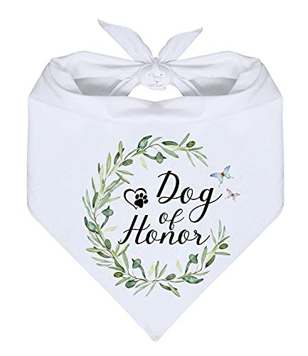 MaySunset Perro de honor patrón de corona blanca de algodón para mascotas, bufanda, bandanas, baberos, regalo de boda, anuncio de boda, accesorios para mascotas, amantes de los perros