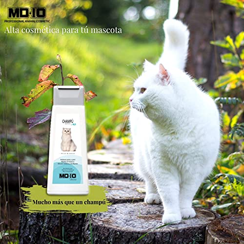 MD-10 COLLECTION Champú Gatos Pelo Blanco 300 ml - Intensifica el Blanco Natural - Sin Decoloración.