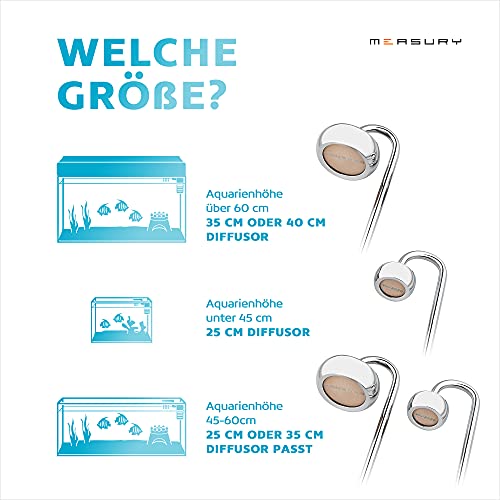 Measury Acuario Difusor de CO2 Acuario, Difusor de Acero Inoxidable - 350mm