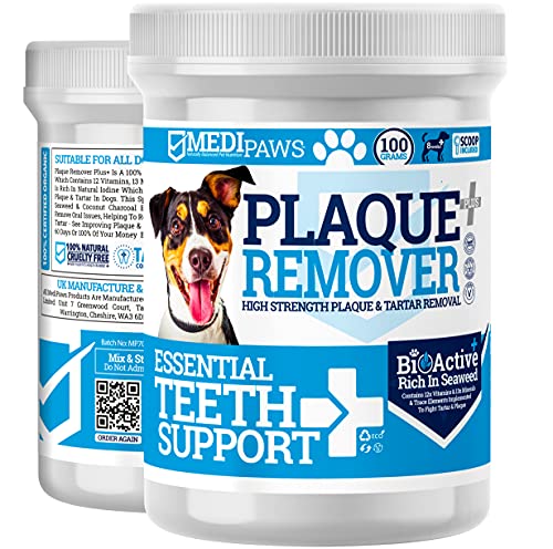 MediPaws® removedor de placa para perros de 100 g para dientes de perro y mal aliento, no necesita cepillo de dientes para perros o pasta de dientes para perros, gatos y mascotas