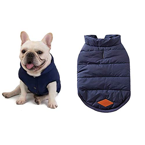 meioro Chaquetas para Perros Calentar Abrigos Ropa para Perros Cat West Abrigo Forrado de Invierno Chaleco de Ropa de Gato Pug Bulldog Francés (XXL, Azul)