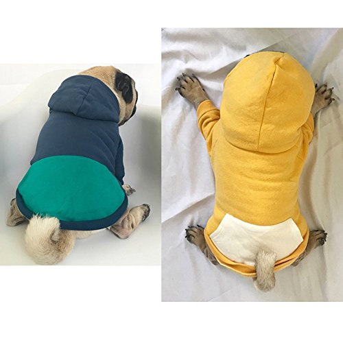 Meioro Cremallera con Capucha Ropa para Mascotas Ropa de Gato para Perros Ropa de Mascota Linda Abrigo Caliente con Capucha Bulldog francés (3XL, Amarillo)