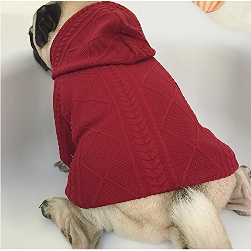 Meioro Suéter de Perro Ropa para Mascotas con Capucha y Cremallera Ropa para Perros y Gatos Paño Tibio para Perros Cachorro Bulldog Francés Pug（XXL,Rojo）