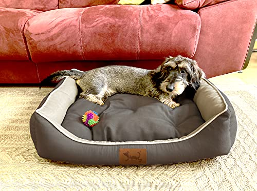 MEISHIDA Cama para Perros Super Suave Cómoda, Cama Perros Transpirable con Cojín Rellena de Fibra Hueca (Gris, Large - 79 x 59 x 20 cm)