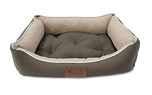 MEISHIDA Cama para Perros Super Suave Cómoda, Cama Perros Transpirable con Cojín Rellena de Fibra Hueca (Gris, Large - 79 x 59 x 20 cm)