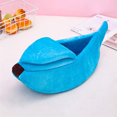 MEISISLEY Cama Gato Cueva Caseta Perro Interior De Peluche Cama del Perro De Lujo Cama del Perro Interior Casa de Mascotas Nido Mascota Esponjoso Gato Cama Blue,40cm