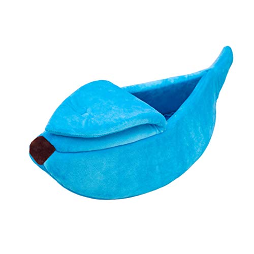 MEISISLEY Cama Gato Cueva Caseta Perro Interior De Peluche Cama del Perro De Lujo Cama del Perro Interior Casa de Mascotas Nido Mascota Esponjoso Gato Cama Blue,40cm