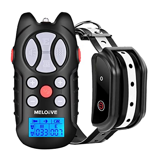 Meloive Collar de Adiestramiento para Perros con Mando a Distancia de 1000m, IPX67 Collar Anti-ladrido para Perros con Bloqueo de Teclado, 4 Modos de Adiestramiento con Pitido, Vibración,Luz y Modo E