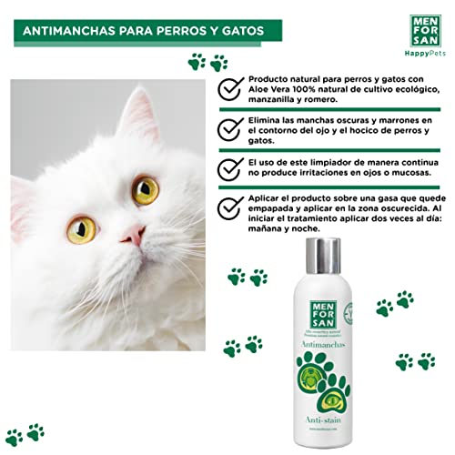 MENFORSAN Antimanchas Ojos para Perros y Gatos 125ml, Quita Manchas en el Contorno del Ojo y el hocico