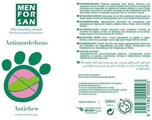 MENFORSAN Antimordeduras Muebles y Textiles para Perros 125 ml, Pack de 2 Unidades, Evita mordeduras no deseadas