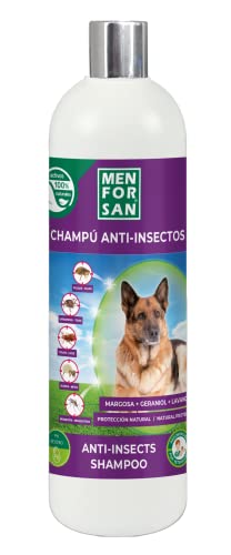 MENFORSAN Champú Anti-Insectos Perros 1L | 3 Activos Naturales Margosa, Geraniol y Lavandino | Elimina Todo Tipo de Insectos