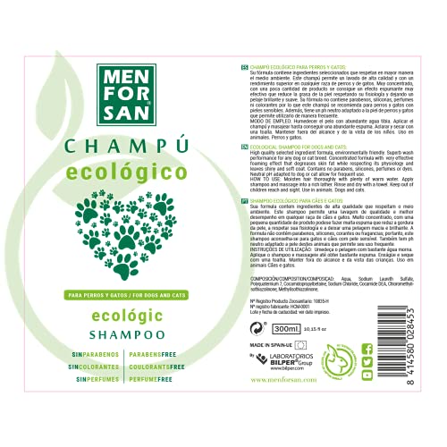 MENFORSAN Champú Ecológico Perros y Cachorros 300 ml, Ingredientes 100% Biodeegradables