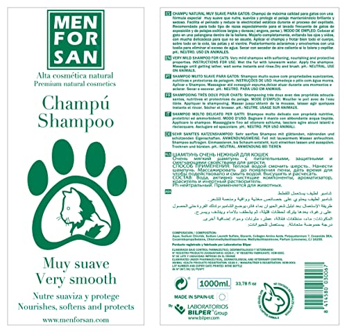 Menforsan Champú muy suave para gatos, Nutre, suaviza y protege el pelaje