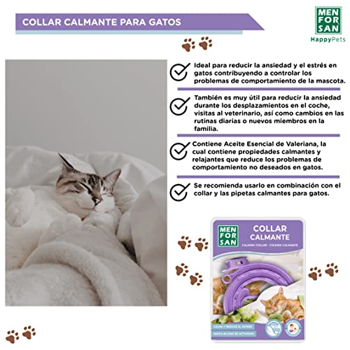 MENFORSAN Collar calmante para Gatos, Reduce el estrés, Largura 33 centímetros Ajustable