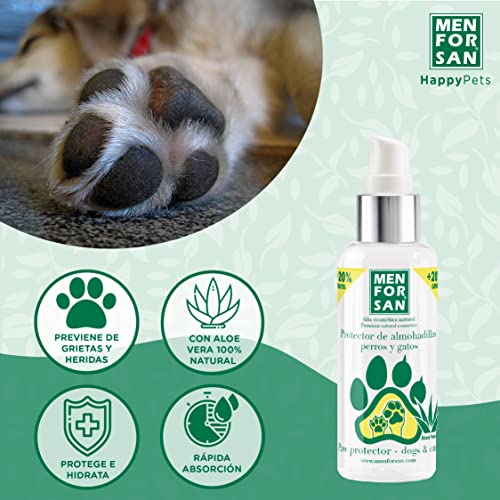 MENFORSAN Gel Protector de Almohadillas para Perros y Gatos 60ml, con Aloe Vera 100% Natural de Cultivo ecológico, Hidrata, Calma y repara