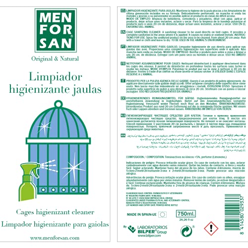 Menforsan Limpiador Higienizante Para Jaulas 750ml