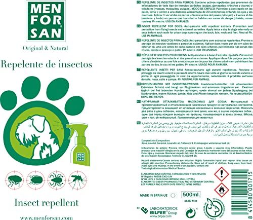 MENFORSAN, Repelente Natural de Insectos con citronela 500ml, Pack de 2 Unidades