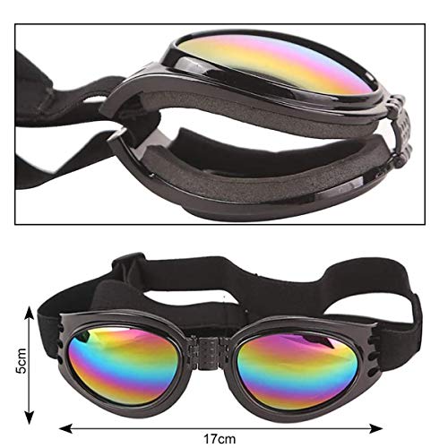 mengger Gafas de Sol para Perros, 3Pcs Perro Gafas Perros Correas Ajustables Gafas de Sol UV, protección Impermeable para Perros pequeños y medianos