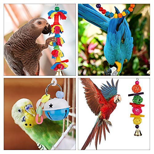 MengH-SHOP Juguetes para Pájaros 8 Piezas Juguete Colorida para Masticar Pájaros Que cuelga la Perca Juguete para Pequeños y Medianos Loros de Aves