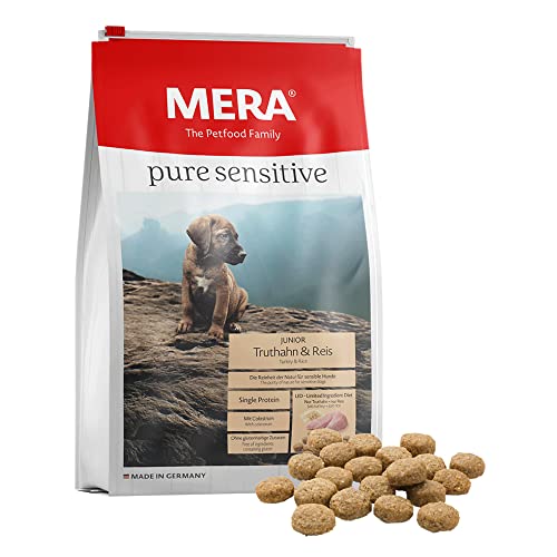 MERA Pure Sensitive Junior - Pienso para Cachorros y Pavo y arroz - Alimento seco para la Dieta Diaria de Cachorros sensibles