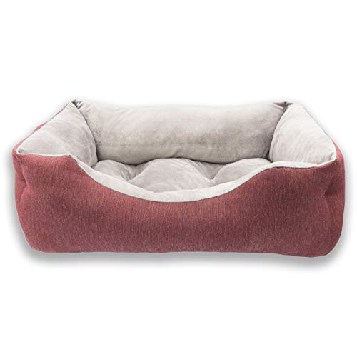 MERCURY TEXTIL- Sofá, Cesta,Cama Comoda para Perros,Gatos y Mascotas, con Relleno de Fibras Super Suave,Resistente al Desgaste y Duradero (Grande, Granate)