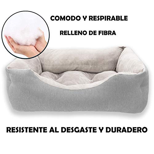 MERCURY TEXTIL- Sofá, Cesta,Cama Comoda para Perros,Gatos y Mascotas, con Relleno de Fibras Super Suave,Resistente al Desgaste y Duradero (Grande, Gris)