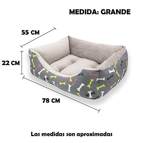 MERCURY TEXTIL- Sofá, Cesta,Cama Comoda para Perros,Gatos y Mascotas, con Relleno de Fibras Super Suave，Resistente al Desgaste y Duradero.. (Grande, Huesos)