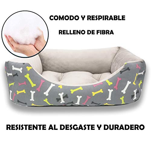 MERCURY TEXTIL- Sofá, Cesta,Cama Comoda para Perros,Gatos y Mascotas, con Relleno de Fibras Super Suave，Resistente al Desgaste y Duradero.. (Grande, Huesos)