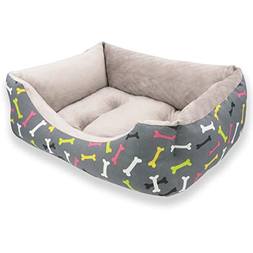 MERCURY TEXTIL- Sofá, Cesta,Cama Comoda para Perros,Gatos y Mascotas, con Relleno de Fibras Super Suave，Resistente al Desgaste y Duradero.. (Grande, Huesos)