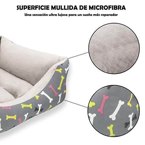 MERCURY TEXTIL- Sofá, Cesta,Cama Comoda para Perros,Gatos y Mascotas, con Relleno de Fibras Super Suave，Resistente al Desgaste y Duradero.. (Grande, Huesos)