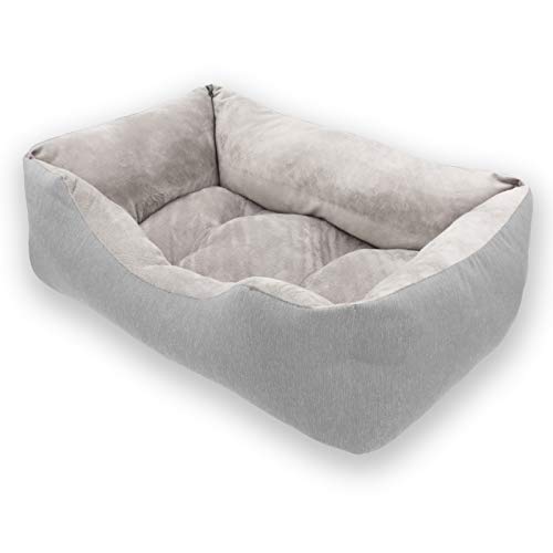 MERCURY TEXTIL- Sofá, Cesta,Cama Comoda para Perros,Gatos y Mascotas, con Relleno de Fibras Super Suave,Resistente al Desgaste y Duradero (Mediano, Gris)