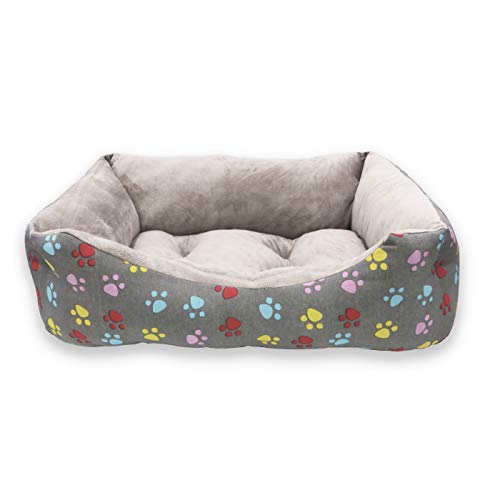 MERCURY TEXTIL- Sofá, Cesta,Cama Comoda para Perros,Gatos y Mascotas, con Relleno de Fibras Super Suave,Resistente al Desgaste y Duradero (Mediano, Huellas Mascotas)