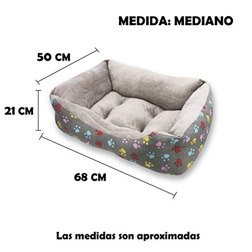 MERCURY TEXTIL- Sofá, Cesta,Cama Comoda para Perros,Gatos y Mascotas, con Relleno de Fibras Super Suave,Resistente al Desgaste y Duradero (Mediano, Huellas Mascotas)