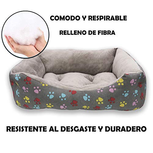 MERCURY TEXTIL- Sofá, Cesta,Cama Comoda para Perros,Gatos y Mascotas, con Relleno de Fibras Super Suave,Resistente al Desgaste y Duradero (Mediano, Huellas Mascotas)