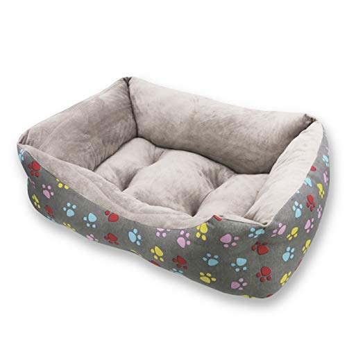 MERCURY TEXTIL- Sofá, Cesta,Cama Comoda para Perros,Gatos y Mascotas, con Relleno de Fibras Super Suave,Resistente al Desgaste y Duradero (Mediano, Huellas Mascotas)