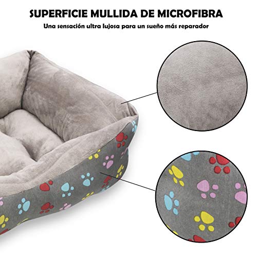 MERCURY TEXTIL- Sofá, Cesta,Cama Comoda para Perros,Gatos y Mascotas, con Relleno de Fibras Super Suave,Resistente al Desgaste y Duradero (Mediano, Huellas Mascotas)