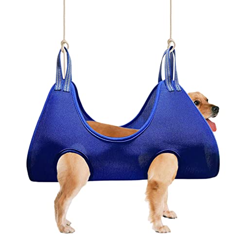 MERIGLARE Mascota Gato Aseo Hamaca Ayudante Bolsa de sujeción Herramientas duraderas y útiles Arnés Conveniente para Cachorros para bañarse Clip de uñas Perros - Azul S