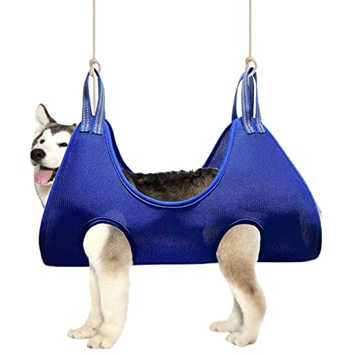 MERIGLARE Mascota Gato Aseo Hamaca Ayudante Bolsa de sujeción Herramientas duraderas y útiles Arnés Conveniente para Cachorros para bañarse Clip de uñas Perros - Azul S