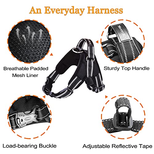 MerryBIY Arnés del Animal Doméstico Pet Harness Perro Collar Chaleco para Mascotas en el Pecho Correas con la Manija Accesorio Cuerda Lo Mejor para Pasear(Negro, M)