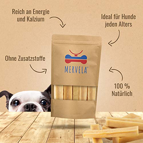 MERVELA Hueso masticable para Perros Muy pequeños - 28 g por barrita - Hecho a Mano - con Delicioso Sabor a Queso - 100 % Natural - Cuidado Dental óptimo para tu Amigo de Cuatro Patas (5 Piezas)