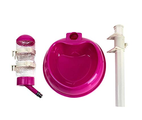 MEYLEE Perro Botella de Agua de la Taza del Soporte de Bebedero sin Goteo dispensador Multifuncional Antideslizante, Soporte alimentador automático para Mascotas, 36cm × 24cm × 24cm,Pink