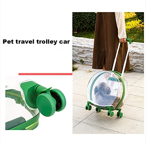 MH-RING Transportín para Perros Totalmente Transparente, Bolsa Maleta Trolley para Mascotas, Impermeable, con Ruedas de Goma, para Mascotas Pequeñas y Medianas, Conejos, Gatos Gordos, Cachorros